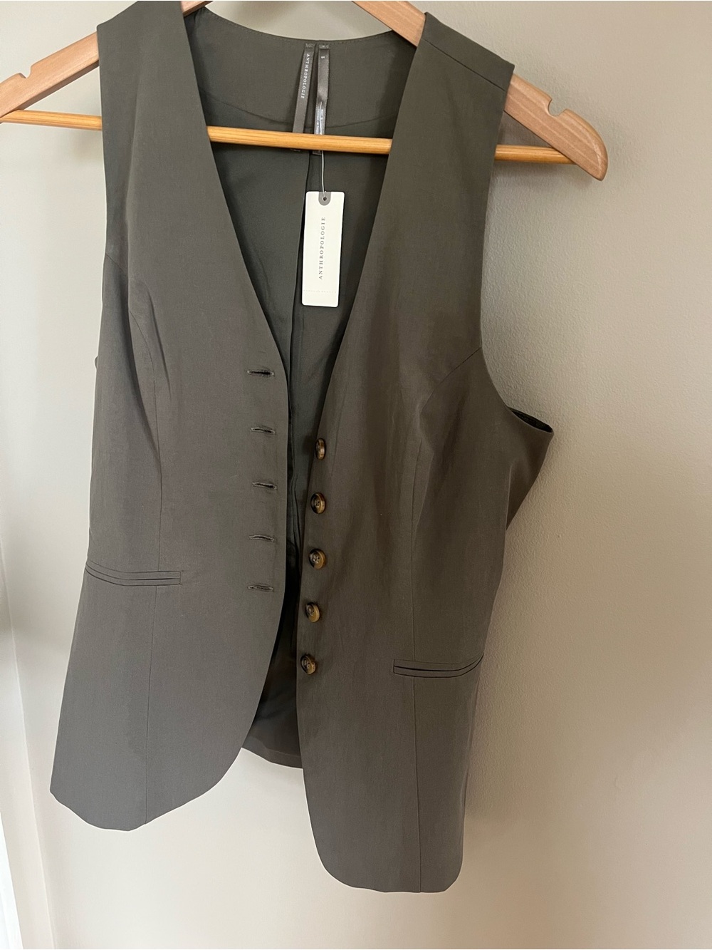 Anthropologie light gray single breasted Vest